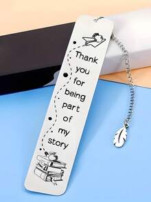 1pc Stainless Steel Inspirational Bookmark, Engraved With Spanish Text Motivational Gift For Teachers, Friends, Colleagues, Family - Multicolor - View 1