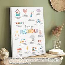 1 pieza Citas en español Cosas para recordar Arte de pared para niños Decoración de oficina de terapia en español Lienzos Arte de pared Carteles, Rincón tranquilizante en español Decoración de habitación de bebé
