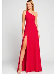 Women's Long Dress With Slit For Parties, Weddings, Graduations, Dinners - Rosa Fucsia - Ver 1