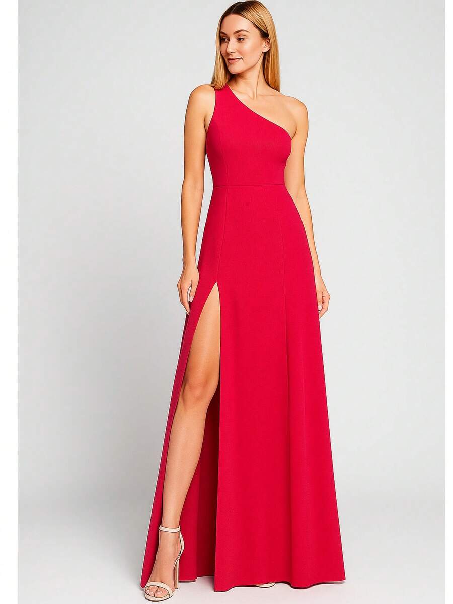Women's Long Dress With Slit For Parties, Weddings, Graduations, Dinners - Rosa Fucsia - Ver 1