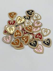 10pcs Heart-Shaped Pearl Bow Pendant, Zinc Alloy Dangle Jewelry DIY Earring Making Supplies - Accessories - View 19