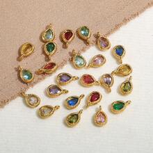 5个不锈钢金色多色玻璃水晶水滴吊坠，DIY耳环、手链饰品制作材料，女士饰品配件，DIY手工饰品 - 水滴吊墜 - 查看 4