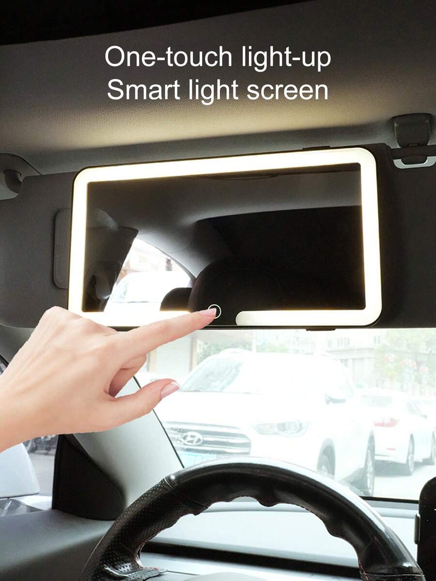 Lighted Vanity Mirror For Car Sun Visor, 3 Lighting Modes, Rechargeable Dimming Touch Control Makeup Mirror, Suitable For Trucks And SUVs - Style a - View 1