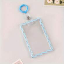 Transparent Acrylic Card Holder With Keychain, Durable Protective Cover, Suitable For Student ID, Meal Card, And Office Supplies, Plastic Material