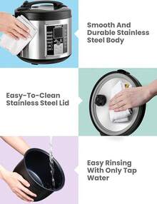 COMFEE' Arrocera Digital, Vaporizador, Olla de Cocción Lenta (12 Programas), Gran Capacidad (5.2 cuartos de galón), Preestablecida 24 Horas y Calienta Instantáneamente - Profesional 20 tazas cocidas/10 tazas crudas - Ver 8