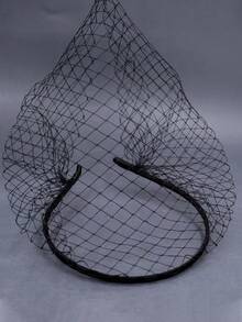 1 件黑色简约优雅欧洲复古大号鸟笼面纱头带，新娘婚礼礼服正式派对化妆舞会面纱 - 黑色 - 查看 2