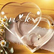 Personalized Heart Shaped Acrylic Wedding Ring Box, Elegant Engagement Ring Keepsake Container, Unique Gift For Bride, Proposal Box, Engagement Keepsake, Timeless Keepsake - Clear - View 4