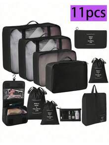 7/8/9/10pcs Travel Packing Cubes, Compression Organizer Bags, Luggage Organizer, Clothing Storage Bags Set, Includes: Cosmetic Bag, Waterproof Multi-Function Organizer, Garment Bag, Holiday Travel Essentials, Shoe Bag, Foldable Storage Box, Collapsible Underwear & Socks Organizer, Travel Packing Cubes, Luggage Organizer