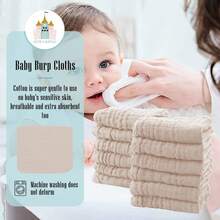 24 Pcs/12Pcs Muslin Burp Cloths For Baby - Ultra-Soft 100% Cotton Baby Washcloths - Large 20'' By 10'' Super Absorbent Milk Spit Up Rags - Burpy Cloths For Unisex, Boy, Girl - Brown - 彩色 - 查看 4