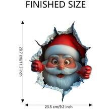 随机发货圣诞节创意卡通圣诞老人破碎墙壁装饰墙贴适用于客厅、卧室