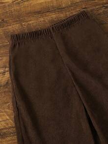 3pcs/Set Young Girls Solid Color Long Sleeve Comfortable T-Shirt, Floral Trim Cardigan Vest And Pants Outfit, Autumn/Winter