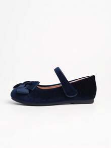 女童时尚可爱户外天鹅绒平底鞋，秋冬 - 藍色 - 查看 5