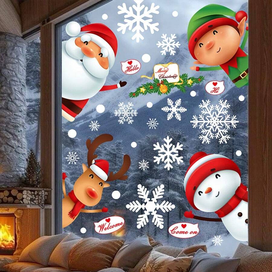Snowflake Window Clings - Christmas Decals For Glass, Indoor Holiday Decor. Easy Peel & Stick, Reusable. Perfect Gift For Families, Teachers, Party Planners. Ideal For Christmas, New Year, Winter Parties.Christmas Decoration Christmas Christmas Decorations Christmas Pajamas Christmas Gifts Christmas Decor