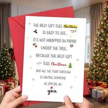 1pc, Romantic Christmas Card, Cute Xmas Poem Card For Him Her Friend, Special Merry Christmas Gift Idea For Husband Wife