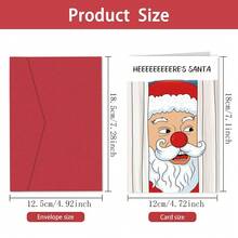1 张，闪亮风格圣诞贺卡，适合朋友、家人、同事的趣味圣诞贺卡，这是圣诞老人节日贺卡，适合男朋友、女朋友、夫妻的圣诞贺卡