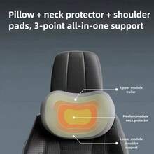 Sports Style Car Seat Headrest & Lumbar Pillow, Polyester Fabric Neck Support Breathable Comfortable Relaxation, Suitable For Office Chair, Fits German, French, Italian, Japanese, Korean, American Car Models