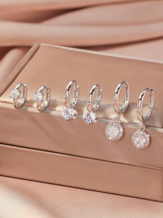 6 件套时尚简约耳环套装，适合女性日常佩戴