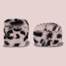 豹纹毛绒耳机壳适用于 Pro3，柔软无线蓝牙耳机保护套适用于 4 3 2 1 Pro Pro2 带钥匙扣保护壳