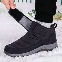 Men's Casual Sports Shoes, Outdoor Hiking Shoes, Winter Warm Hook And Loop Adjustable Elderly Shoes, Winter Warm High-Top Velvet Shoes, Simple And Fashionable, Comfortable Soft Leather Men's Outdoor And Indoor Shoes
