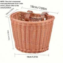 1pc Handcrafted Resin Rattan-Style Bike Basket - Durable Storage For & Essentials, Brown With Copper Accents, Comfortable Handlebar Design For Cycling - Multicolor - View 2