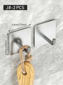 Silver Single L-Shaped Adhesive Towel Hook, Multi-Functional Wall Mount Hook For Family Coats, Bathrooms, And Towel Organization