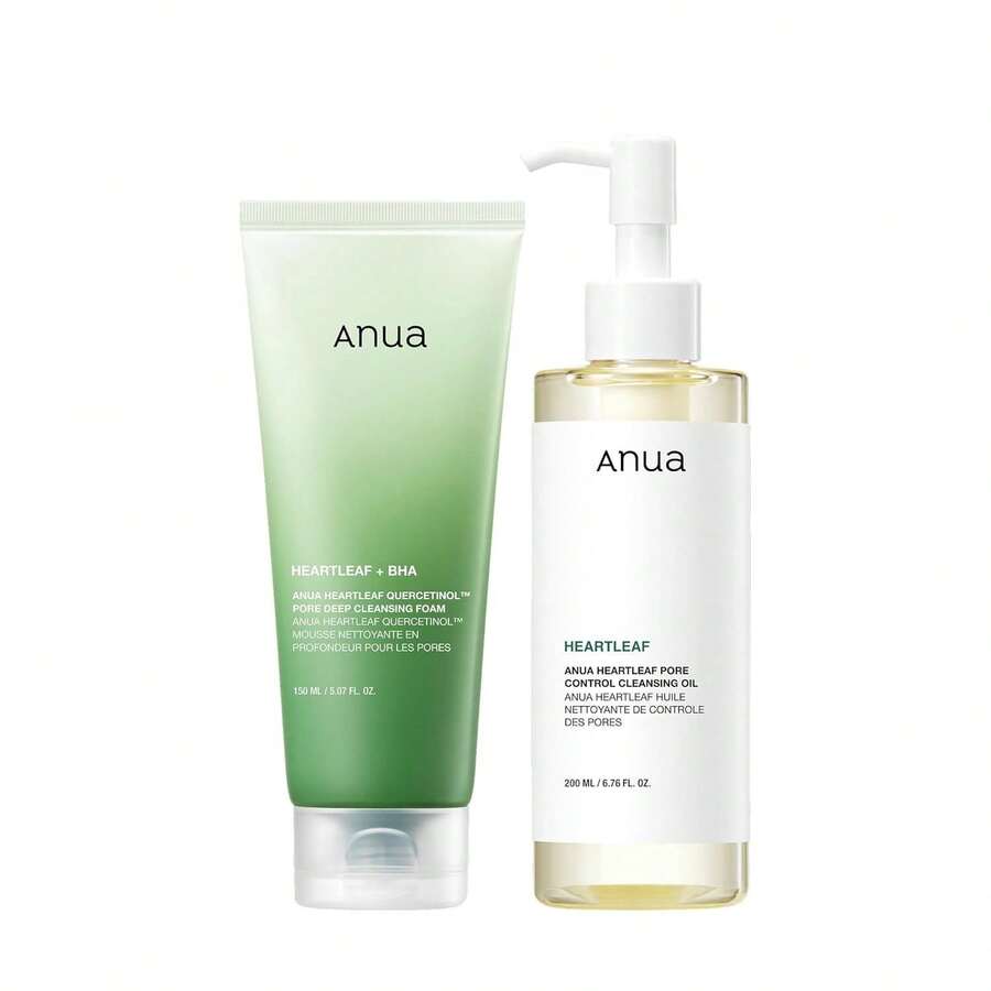Anua Double Cleanser Duo Pore Control Cleansing Oil & Heartleaf Quercetin Deep Foam Cleanser_K-Beauty - Tùy chọn đơn - Xem 1