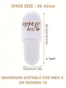 1 pereche papuci de nuntă, papuci de hotel de unică folosință, cu litere englezești, din material nețesut lucios, pentru petrecere, consumabile de nuntă