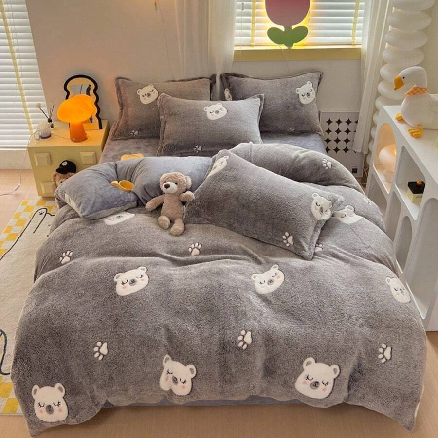 1 chiếc hoạt hình, dâu tây, họa tiết cây cối lông thỏ, lông chồn, vỏ chăn lông nhung thêu, mặt trước in, mặt sau bằng vải nhung sữa, vỏ chăn lông nhung bông tuyết phiên bản AB, khám phá vẻ đẹp của những giấc mơ, kết cấu tinh tế, mềm mại như mây, dày và ấm áp, tương đương với chăn bông, có thể giặt bằng máy, thiết kế góc chăn để cố định ruột chăn