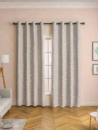 1pc New Luxury Blackout Thick Lace Coated Perforated Curtain