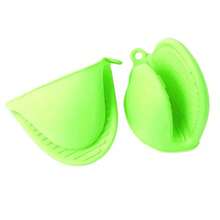 1 Pair Of Silicone Pot Holder Gloves - Non-Slip Grip Kitchen Utensils, Suitable For Both Hands, Essential Kitchen Accessories | Colorful Kitchen Tools - Green