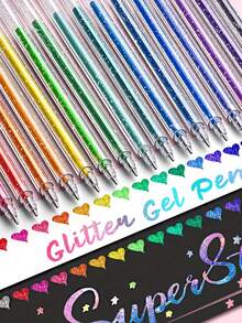 8 支/12 支/24 支闪光圆珠笔套装，适用于书写、绘画和装饰，塑料中号 1.0 毫米，闪亮墨水笔，非常适合日记、剪贴簿和艺术项目 - 彩色 - 查看 4