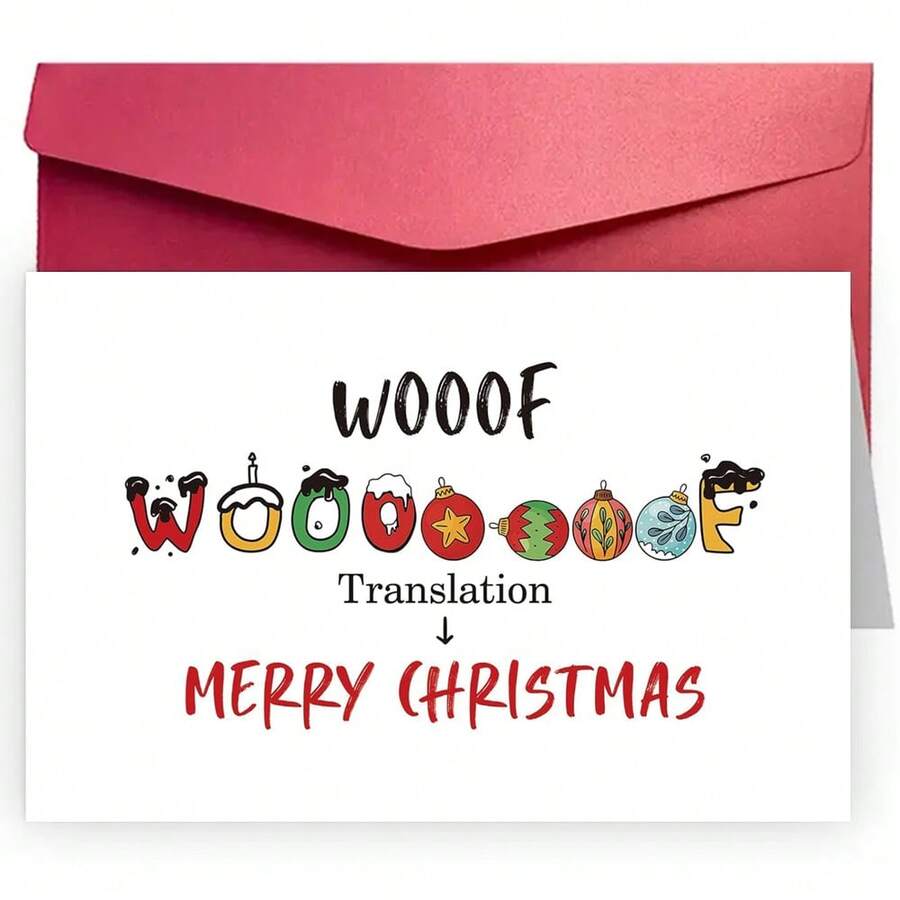 1 pieza, Tarjeta de Navidad del Perro, Tarjeta de Navidad Guau para amantes de las mascotas, Regalo de Navidad en lenguaje de perro Guau para hija o hijo