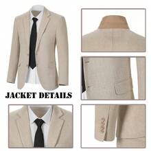Tween Boys 3 PiecesHerringbone Suit Blazer Waistcoat Dress Pants For Wedding Birthday School Stage Formal Occasions Champagne Size 6-16Y - Champagne - View 8