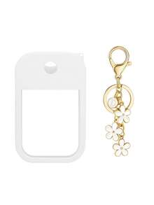 2 件 Touchland 1 盎司（30 毫升）洗手液喷雾瓶保护套，26 个花朵和字母喷雾瓶标记，硅胶防摔防撞保护套，带钥匙扣设计，方便旅行携带，可挂在包、钥匙或儿童背包上，耐磨、防水、可重复使用 Touchland 洗手液喷雾保护套，旅行、户外、礼物、万圣节礼物、圣诞节礼物 - 白色 - 查看 8