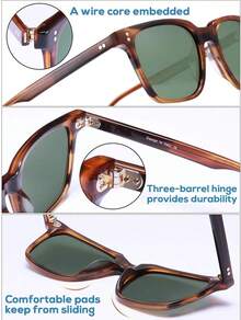 CARFIA Gafas de sol polarizadas para hombre con protección UV400 para conducir, pescar, ir de excursión y jugar al golf - 1: Montura Negra + Lente Gris - Ver 7