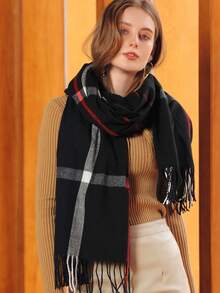 Premium Wool Scarf For Women, Thick Cashmere Blend Plaid Scarf, Versatile Autumn/Winter Accessory, 2025 New Style