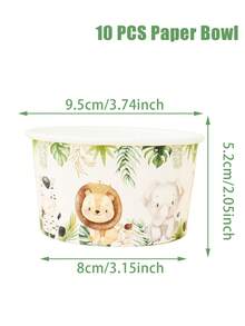 10Pcs 8oz Disposable Paper Bowl,Ice Cream Cups With Jungle Animals,Strawberries,Mermaids,Unicorns Design,Popcorn Box,Birthday Party Tableware,Picnic Party Supplies,Under The Sea Party Decor,Jungle Theme Birthday Party Decoration,Gender Reveal Party Decor,Baby Shower Decorations,1st Birthday Party Decorations - 彩色 - 查看 13