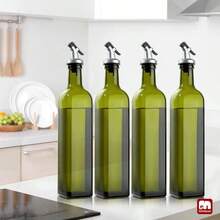 Olive Oil Dispenser Bottle, 6 Pack Oil Dispensers Bottles Kitchen, Cooking Vinegar Dispenser Set, Glass Container Cruet - Pourer Spout, Funnel And Labels - 綠色 + 17 盎司-4 包 - 查看 5