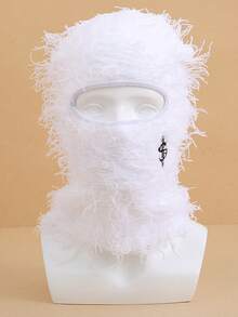 1 Piece Men's Solid Color Autumn And Winter Mask Classic Embroidered Balaclava Outdoor Ski Mask Personalized Tassel Headgear - Pink - View 8