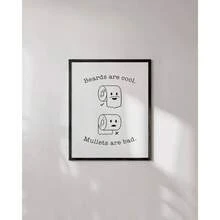 Funny Bathroom Decor Toilet Art Signs - 12x16 Unframed Wall Art, Funny Rules Humorous Bathroom Signs, White Black Design, Easy To Hang - 鬍鬚/鯔魚髮型 + 51長 x 41寬 厘米 - 查看 5