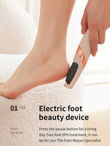 Electric Foot Grinder, Electric Callus Remover, USB Rechargeable Automatic Foot File, 2-Speed Settings, With LED Light And Replacement Rollers - Portable Foot Scrubber And Pedicure Tool For Dry, Cracked, Hard Skin And Calluses, Suitable For Home And Travel, Durable - An Ideal Gift For Men And Women For Halloween And Christmas - Multicolor - View 10
