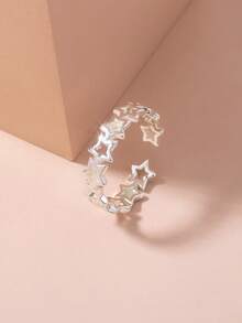 1pc Adjustable Copper Plated Silver Glow In The Dark Star Ring, Suitable For Women As Daily Accessory (Glows After Absorbing Light, Won't Glow Without Absorbing Light)
