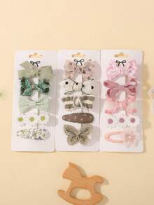 5pcs Cute Fabric Bowknot Hair Clips, Girls Children Hair Accessories For Holiday Party, Ponytail Clips, Travel Style, Baby Hair Clips - Multicolor - View 8