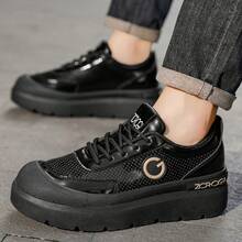 Zapatos casuales/de negocios con cordones, cómodos, elegantes y con un toque único, adecuados para vacaciones, citas y trayectos, de cuero negro, de estilo minimalista y elegante, para otoño/invierno