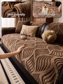 1件装毛绒羊羔绒沙发座垫套 - 防滑保暖座垫，适用于组合沙发，宠物友好型1/4沙发保护垫