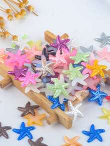 10 (Random Colors) Pcs Mixed Color Resin Starfish Rhinestone Flat Back Mini Stars, Suitable For DIY Crafts, Wedding Decoration, Nail Art And Scrapbooking - Multicolor - View 4