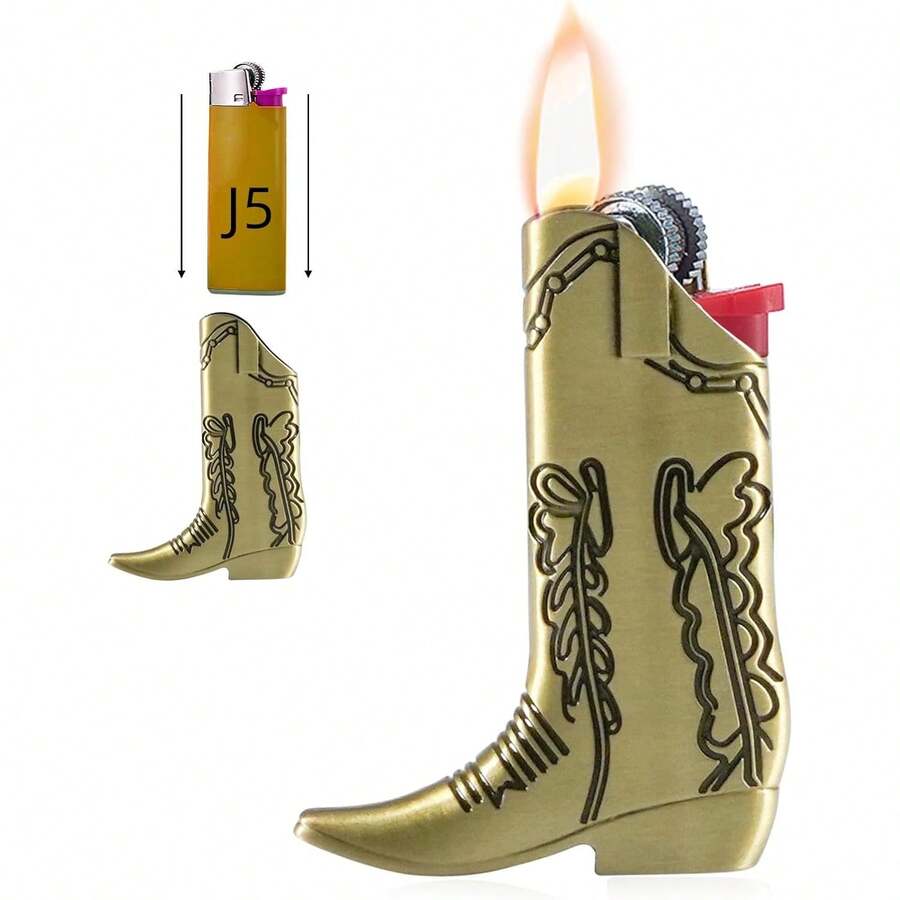 Cowboy Boot Lighter Sleeve Cover, Lighter Sleeve Cover For Mini Bic J5 Accessories Decoration For Everyday Carry Or Travel Gift - 金的 - 查看 1