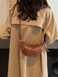 复古简约饺子、羊角面包和新月形状奢华感手提包，新款女士多功能单肩包和斜挎包，带手机和零钱包