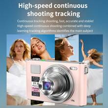 Cámara digital de 5K UHD y 64MP con lente retráctil, cámara para vlogging, zoom óptico 5X, pantalla de 3", enfoque automático y antivibración, cámara compacta de viaje para transmisión en vivo, tarjeta SD de 32GB y batería de 1200mAh, ideal para fotografía para principiantes, ajustes personalizables, excelente regalo para Navidad, Halloween, Acción de Gracias y cumpleaños