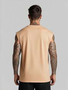 T-Shirt Oversized Tank Top Battery 1% Men's Printed Low-Cut Shirt Unisex Loose Cotton T-Shirt % - 米色 - 查看 2